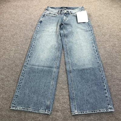Aeropostale Super Low Rise Baggy Wide Leg Jeans Womens 6 Med Wash Denim 28x30