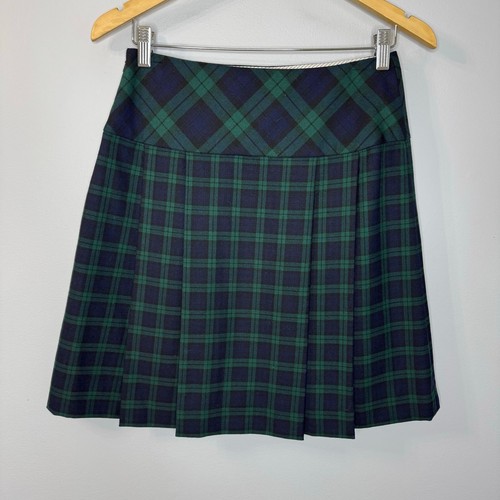 Brooks Brothers Wool Pleated Green Plaid Tartan Skirt Preppy Women's 2 New - Picture 5 of 13