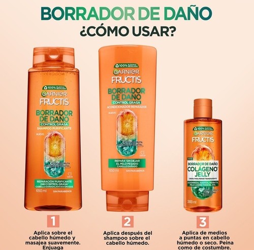 Kit Garnier Fructis Borrador De Daño Rutina Control Grasa - Picture 5 of 6