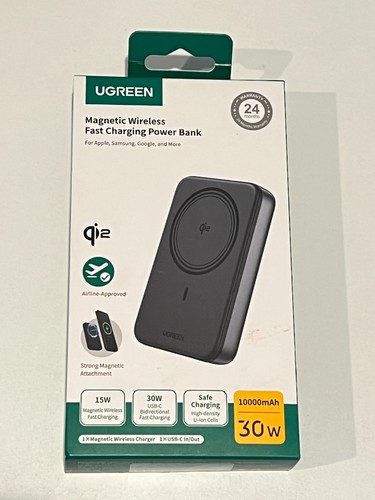UGREEN MagFlow Qi2 30W MagSafe Magnetic Wireless Battery Charger PB761 - Black
