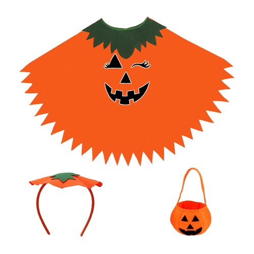 Disfraz de calabaza de Halloween para mujer, poncho de calabaza niños luminoso - Imagen 4 de 11