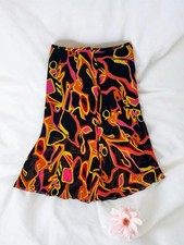 Abstract Colorful Maxi Skirt Psychedelic Fairy Boho Summer Indie Hippie Sheer M