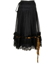 Dolce&Gabbana/Silk/Maxi/Skirt/Archival/Sicilian/Gothic/Lace/Plisse/Richelieu/40