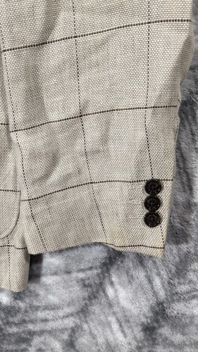 Blazer Tasso Elba 100% lino finestrino check destrutturato beige estivo XL 46R - Foto 13 di 21