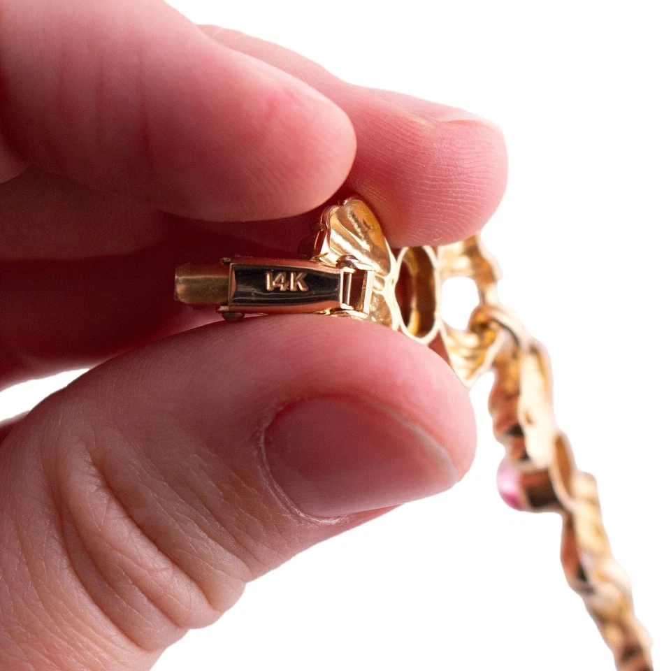 Pulsera de eslabones de arco de cabujón de piedras preciosas Foto 4 de 4