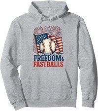 Patriotic Firework Baseball 4th of July Freedom Unisex Hooded Sweatshirt