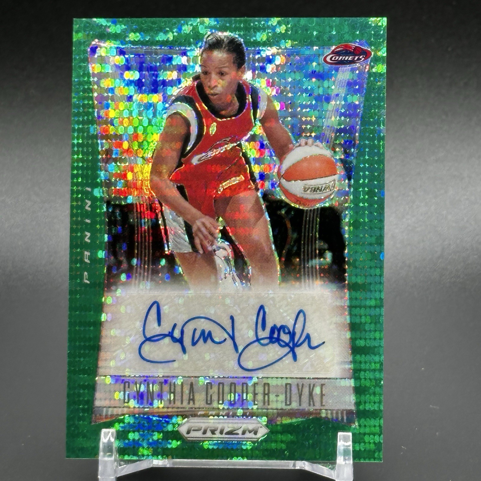 2023 Panini Prizm WNBA Cynthia Cooper-Dyke #'d /25 Green Pulsar Auto Throwback