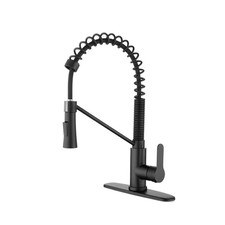 17.13 in Matte Black Kitchen Faucet with Soap Dispenser Single Handle 360 Degree