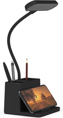 Black LED Desk Lamp for Home Office Bedroom, Battery Operated Table Light for Co