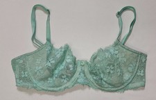 Victoria's Secret 32D Dream Angels underwire lined demi Bra Aqua Floral Lace