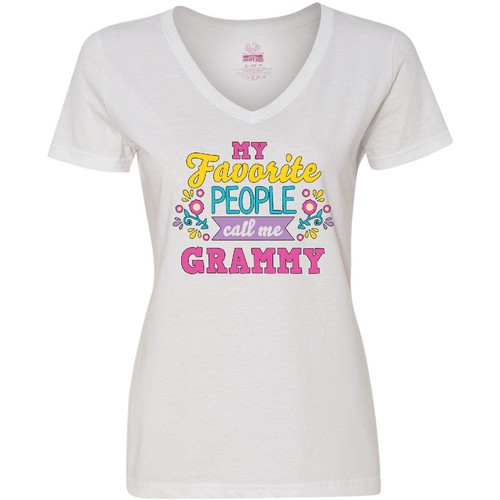 Inktastic My Favorite People Call Me Grammy With Flowers Damen T-Shirt V-Ausschnitt
