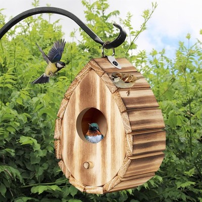 CLACKIBUKVYZ Hummingbird House,Wooden Birdhouse for Outside,Hanging Small Bir...
