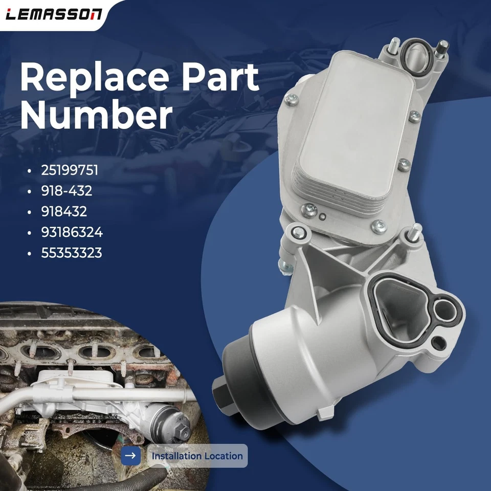 Engine Oil Cooler Filter Housing For Chevy Cruze Sonic Aveo 1.6L 1.8L 93186324 - Image 3 of 4