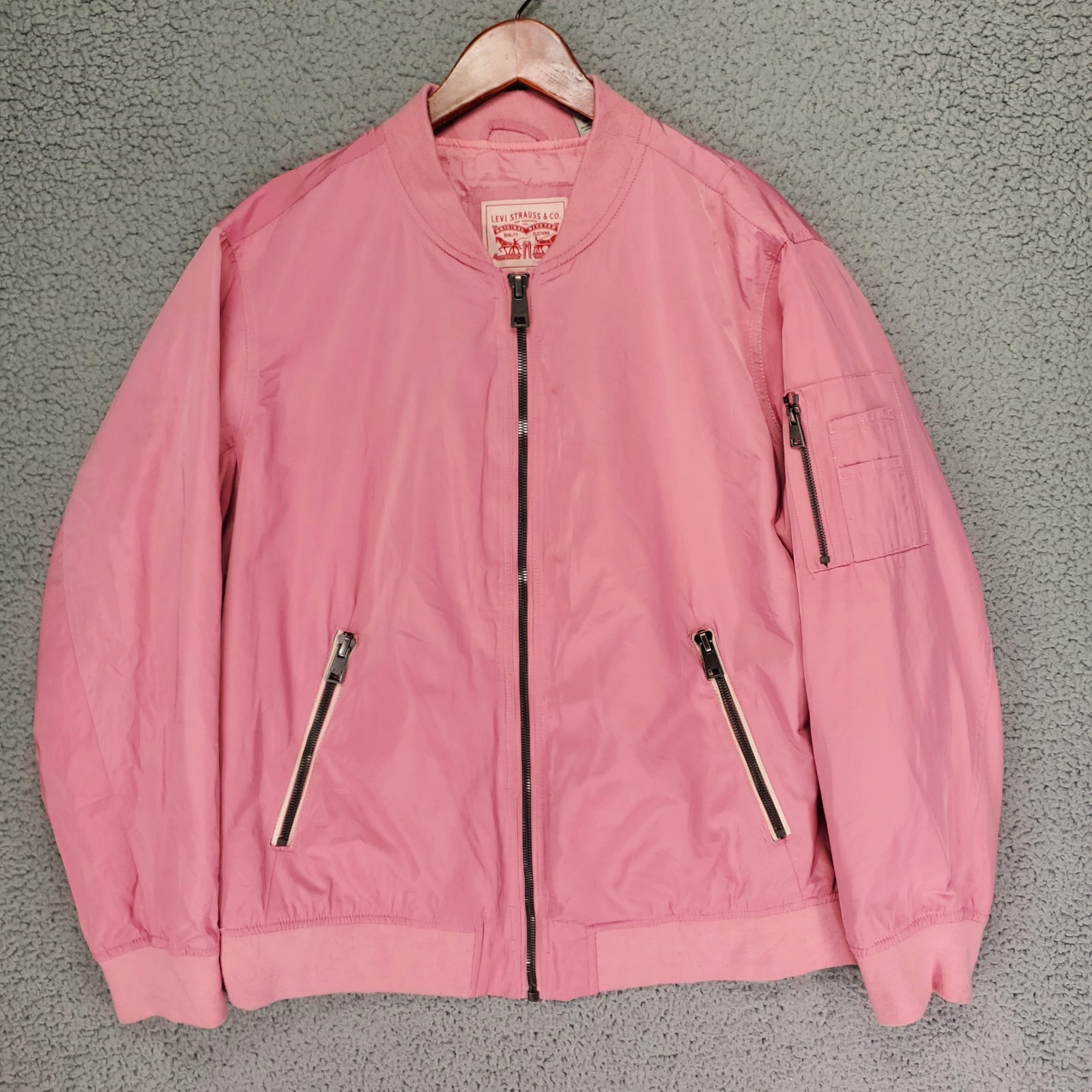 Levi's Bomber Jacket Women's 3X Pink Relaxed MA-1 Flight Lightweight Utility
