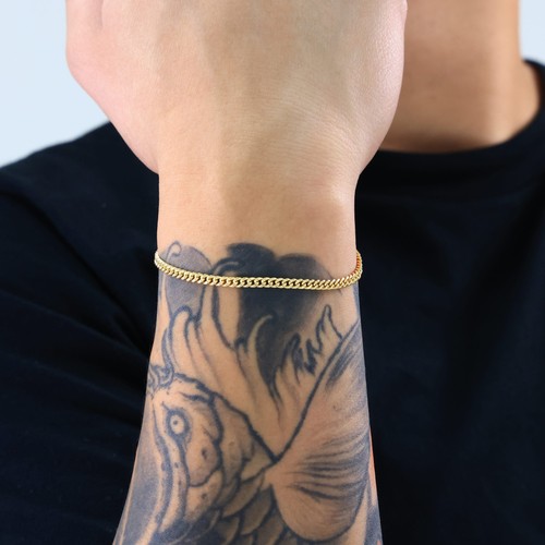 14K Yellow Gold 3mm Miami Cuban Link Chain Bracelet Men Women 7" 7.5" 8" 8.5" 9" - Picture 2 of 72