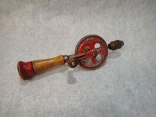 Vintage Hand Drill Egg Beater Style with Bit storage Made in USA WORKS GOOD