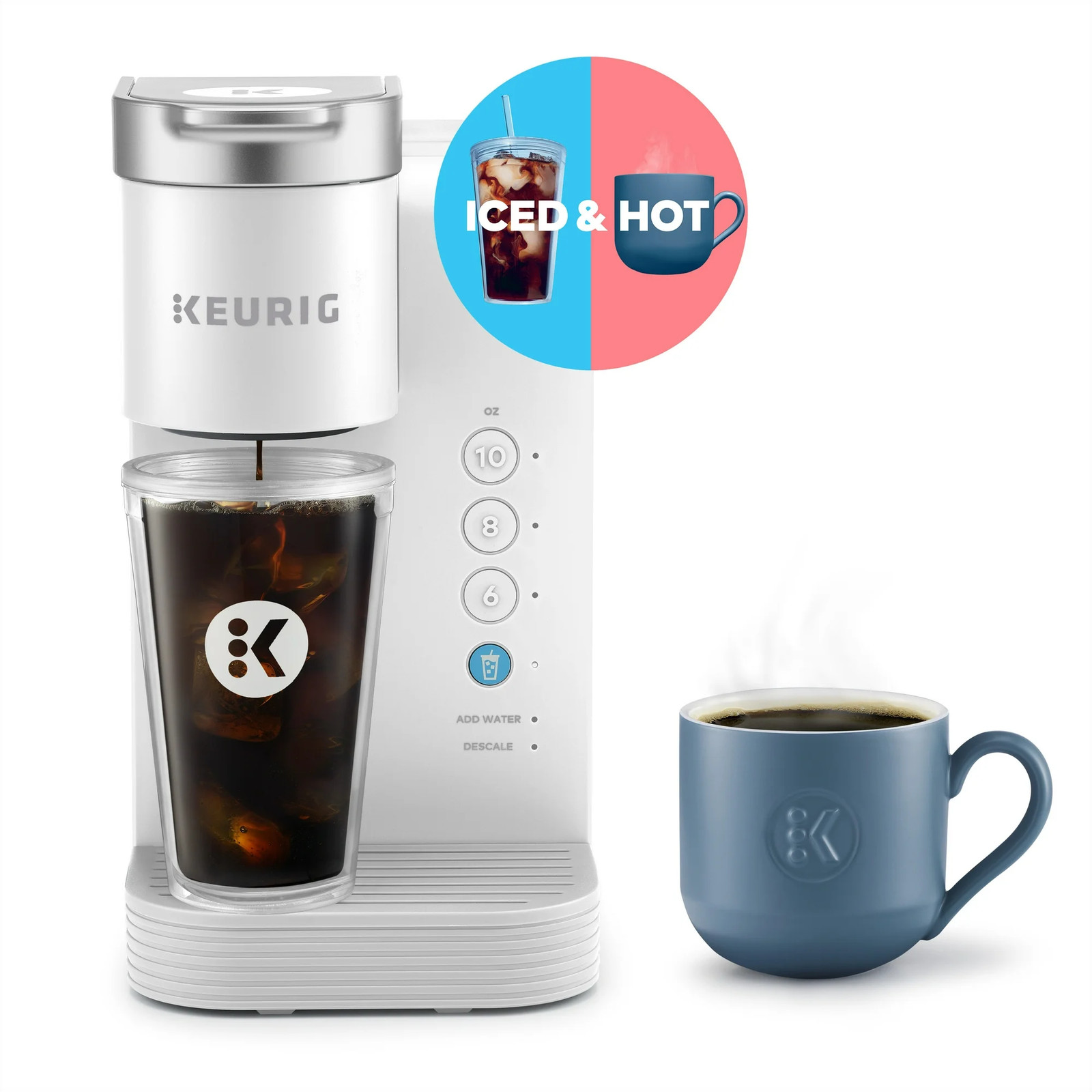 Keurig K-Iced Essentials White Iced and Hot Single-Serve K-Cup Pod Coffee Maker,