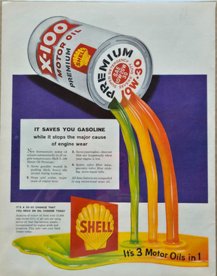 Vintage Shell Motor Oil Print Advertisement 1958 Look Magazine