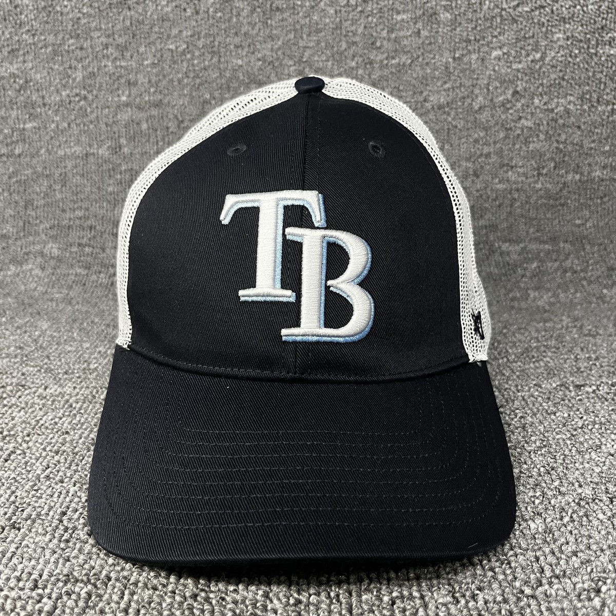 New '47 Brand Tampa Bay Rays TB Trucker Snapback Hat Black White Mesh Cap