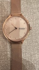 Skagen Anita 36mm Rose Gold-Tone Steel Pink MOP Dial Mesh Watch SKW2773