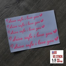 Drive Safe I Love You Rearview Mirror Decal Stickers, Safety Car Light Pink
