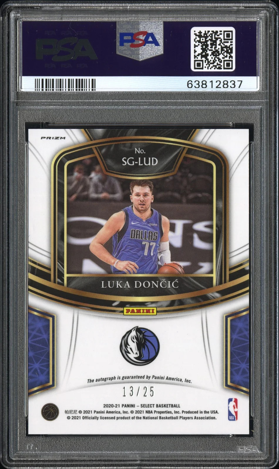 2020 Panini Select Signatures Luka Doncic #SGLUD Tie Dye Prizm PSA 10 Auto 10 view 2