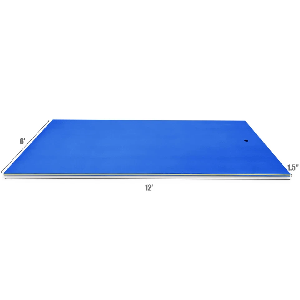 12' x 6' Floating Water Pad Mat 3-Layer Foam Floating Island for Pool Lake Blue - Image 2 of 4