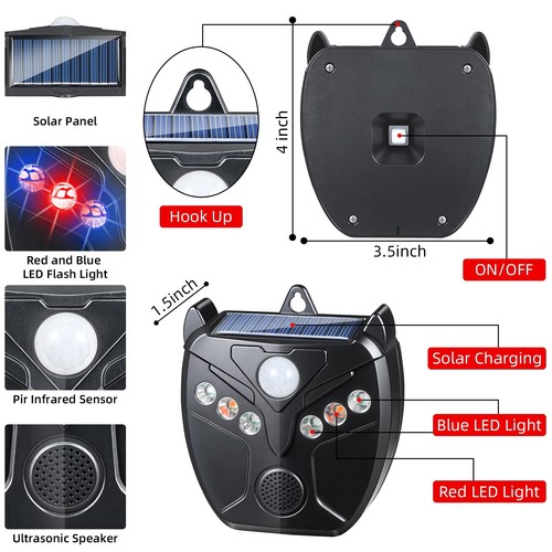 Solar Ultrasonic Nocturnal Animal Repeller Outdoor 8 PCS Predator Eyes Cat De... - Picture 5 of 9