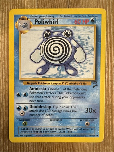 Pokémon TCG Poliwhirl Base Set 2 57/130 Regular Unlimited Uncommon LP