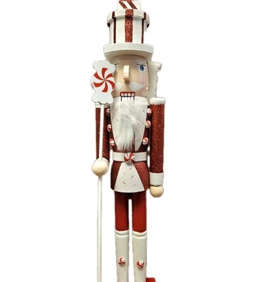 K&K Interiors 24''  Peppermint Candy Wooden NUTCRACKER Large Collectible