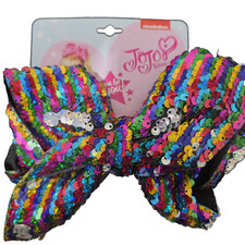JoJo Siwa Large Cheer Hair Bow Rainbow Reversible Sequins 