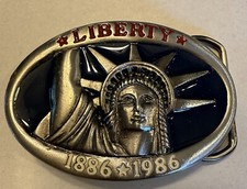 Belt Buckle Lady Liberty 1886-1986 Red White  Blue Patriotic Buckle USA