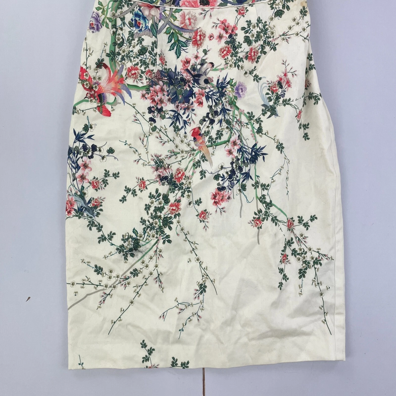 OFF WHITE Abito MONSOON 8 bianco sporco senza spalline lunghezza ginocchio floreale paillettes bodycon perline