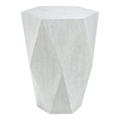 Uttermost Volker Geometric Mango Veneer Top Wood Side Table in Fresh White - Picture 1 of 5
