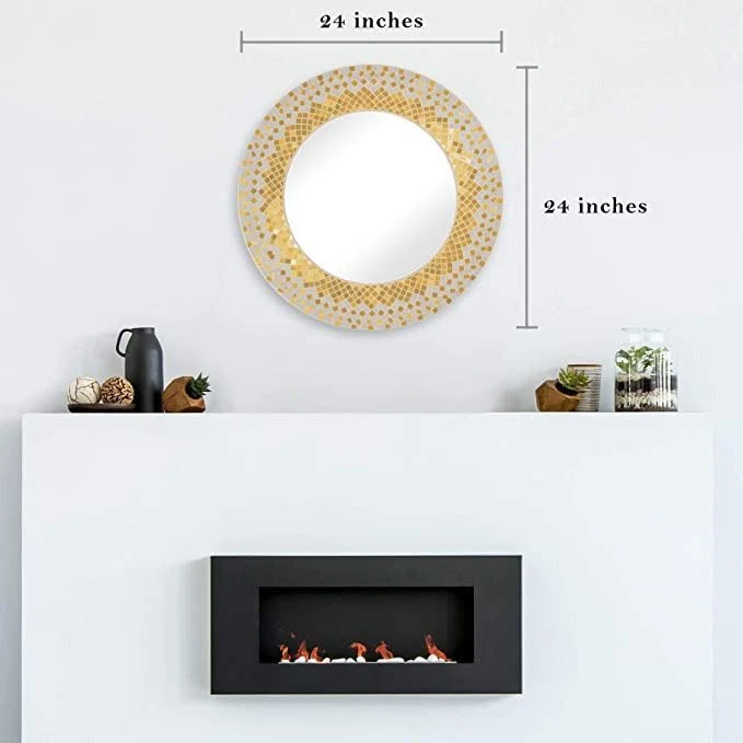 Zorigs, Handcrafted Glass Mosaic Decorative Wall Mirror, 24" Round Wall Mirror o - Image 2 of 3
