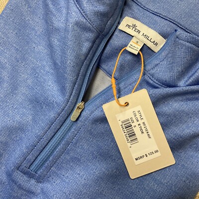 Peter Millar Crown Sport 1/4 Zip Blue (ETIDE) Bird Print Pullover