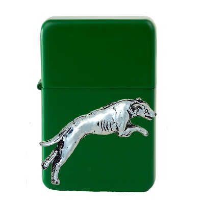 #ad #ad D19 Greyhound Pewter design on a GREEN flip top petrol lighter windproof GBP 14.95