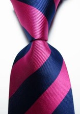 New Classic Striped Rose Blue JACQUARD WOVEN Silk Men's Tie Necktie