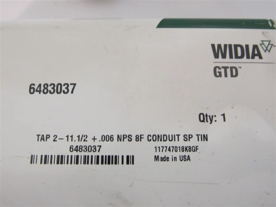 Grifo conducto Wida / GTD 6483037, 2" - 11-1/2 + 0,006" NPA 8 flauta SP Foto 2 de 2