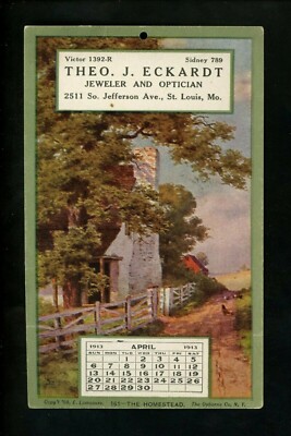 Optical Eye Postcard Advertising Calendar Aprl 1913 Eckardt Optician St Louis MO