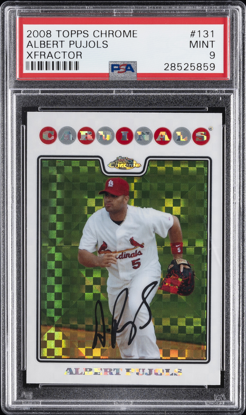 2008 TOPPS CHROME XFRACTOR #131 ALBERT PUJOLS PSA 9