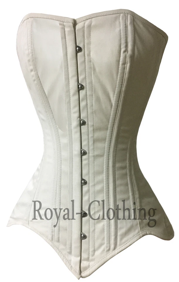 Heavy Duty Double Steel Boned Long Line Overbust waist Trainer Cotton Corset - Image 4 of 4