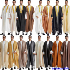 Islamic Men Robe Kimono Open Abaya Jubba Thobe Muslim Dress Dishdasha Djellaba