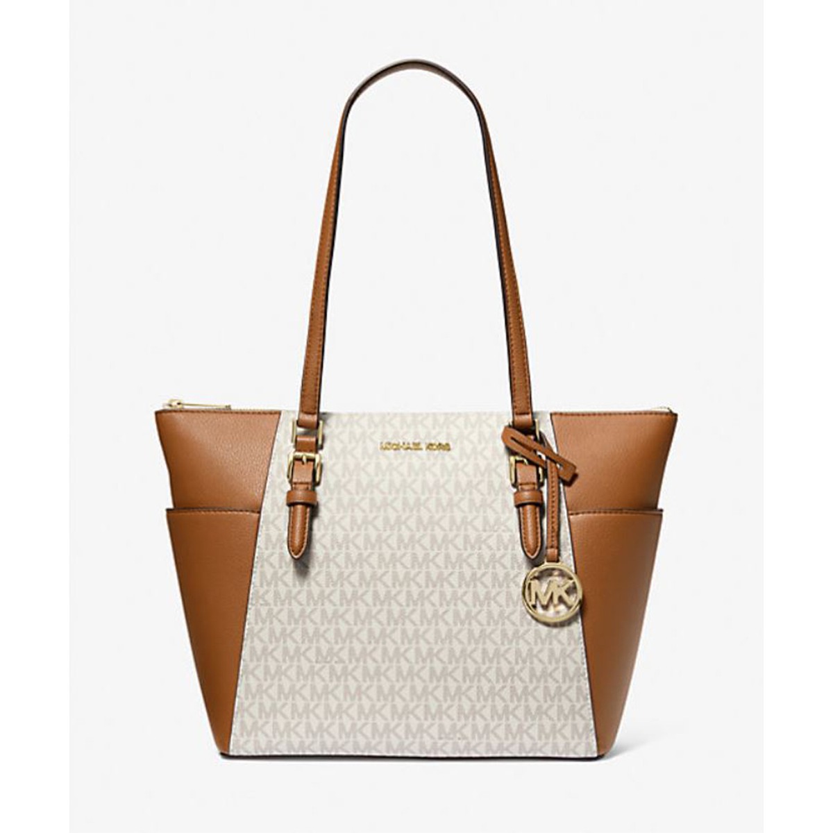 Michael Kors Charlotte Signature Large Top Zip Tote - Vanilla