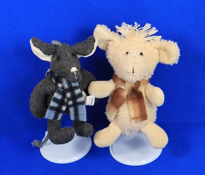 2x SIGIKID MAUS Little friends grau beige Schal Schlüsselanhänger Filz Plüsch 16