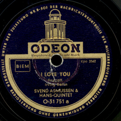 SVEND ASMUSSEN & HANS-QUINTET I love you / Alexander's Ragtime Band  78rpm S6174