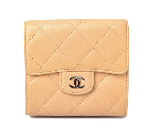 CHANEL Wallet CHANEL 3-fold Wallet A82288 Lambskin Beige
