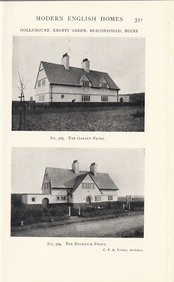 HOLLY MOUNT, KNOTTY GREEN, BEACONSFIELD, BUCKINGHAMSHIRE - 1910 Architect Print