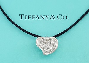 Tiffany Co Elsa Peretti 0 35 Ct Platinum Round Diamond Heart Pave Pendant Ebay