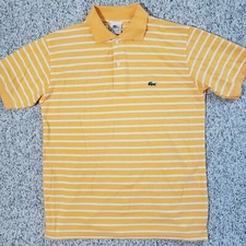 Vtg Lacoste Tag Size 6 Made in France Yellow Mens Polo Shirt Golf 100 Cotton